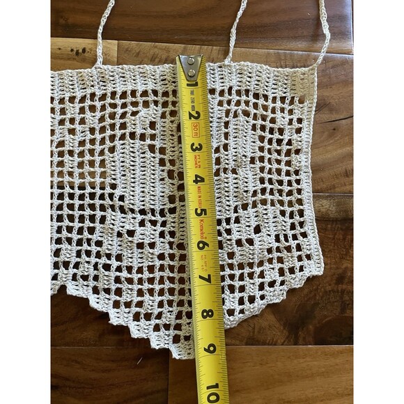 Rose Floral Handmade Crochet Grey Short Curtain Valance Panels 100% Cotton - Picture 6 of 8